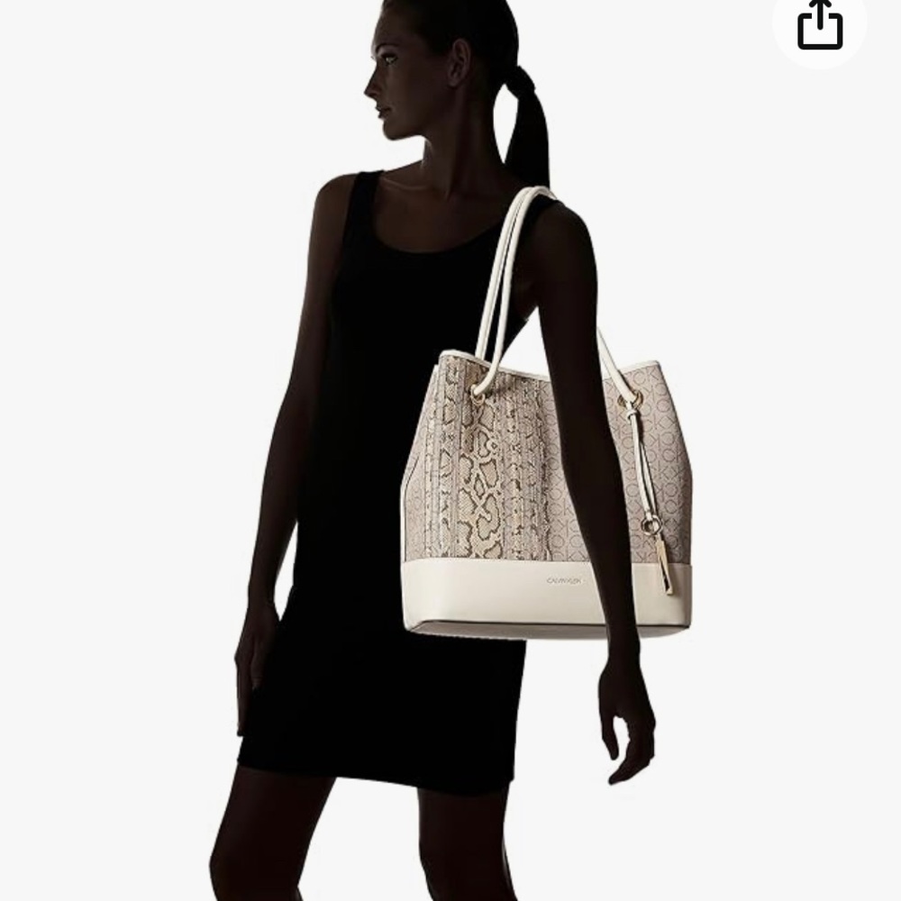 Calvin Klein bag silver, and creamy colors with a small bag